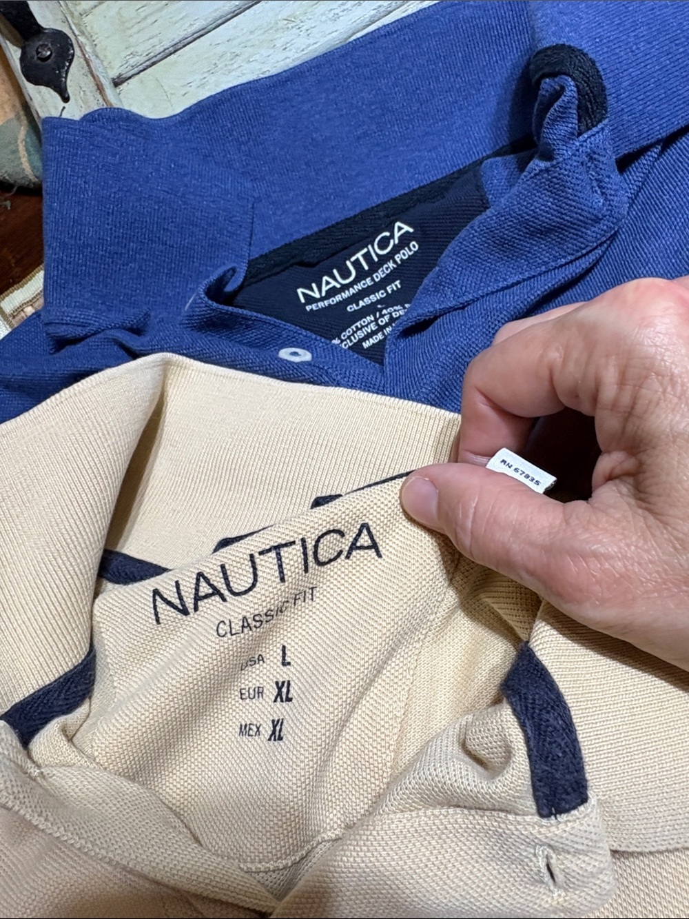 Nautica Polo Pair in Blue and Beige